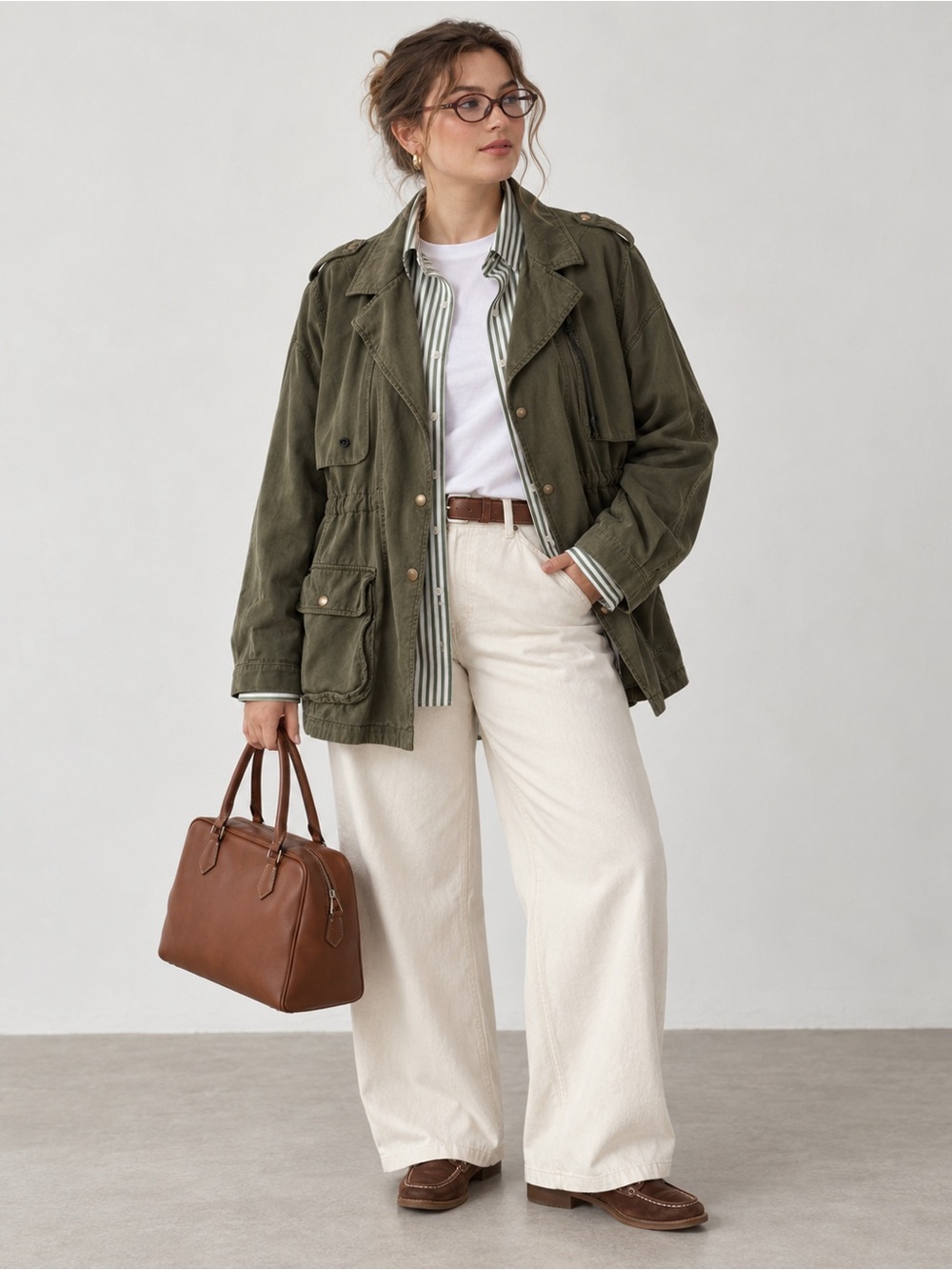Lucky Brand Olive Green Tencel Utility Field Jacket Size L